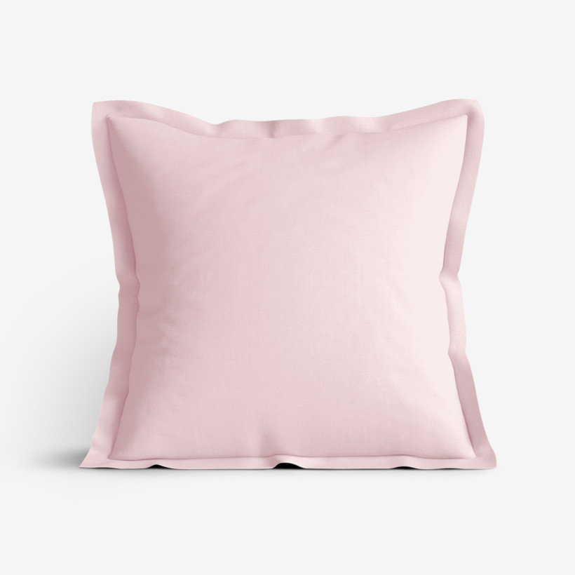 Bavlněný povlak na polštář s ozdobným lemem - pudrově růžový