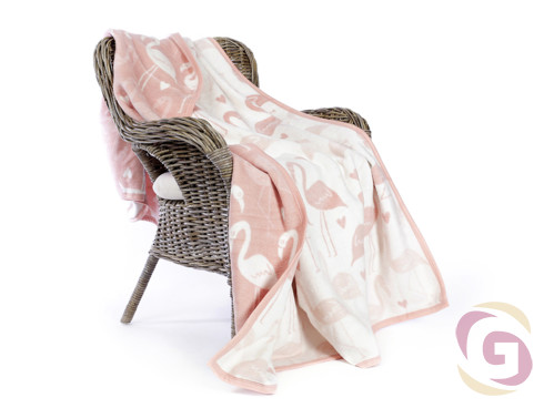 Luxusní deka z bavlny vzor plameňáci