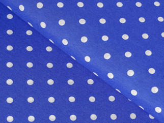 Dekorační látka Loneta - bílé puntíky na tmavě modrém - šířka 140 cm