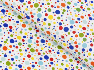 Flanelová látka - vzor 386 barevné puntíky - metráž š. 145cm