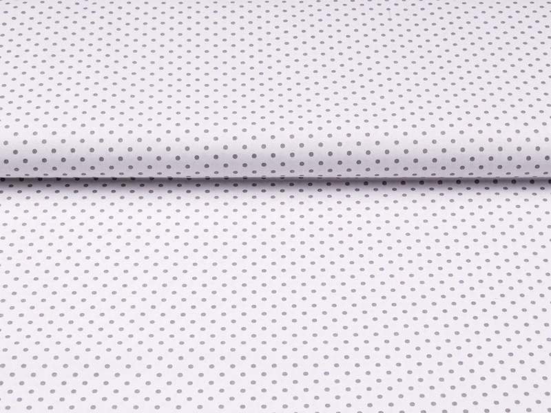 Bavlněné plátno - šedé puntíky na bílém