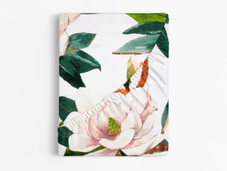 Bavlněné napínací prostěradlo - magnolie s listy