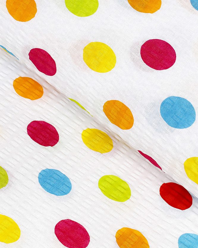 Bavlněný krep - velké barevné puntíky