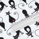 Bavlněné plátno Simona - černé kočky na bílém - metráž š. 145 cm