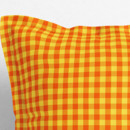 Bavlněný povlak na polštář s ozdobným lemem - malé oranžovo-žluté kostičky