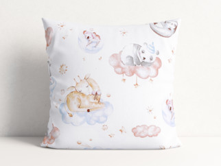 Dětský bavlněný povlak na polštář - spící zvířátka v oblacích