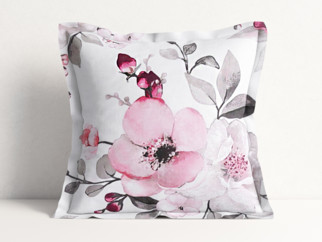Bavlněný povlak na polštář s ozdobným lemem - květy sakury