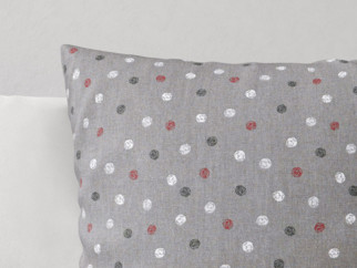 Bavlněný povlak na polštář - vzor barevné puntíky na tmavě šedém