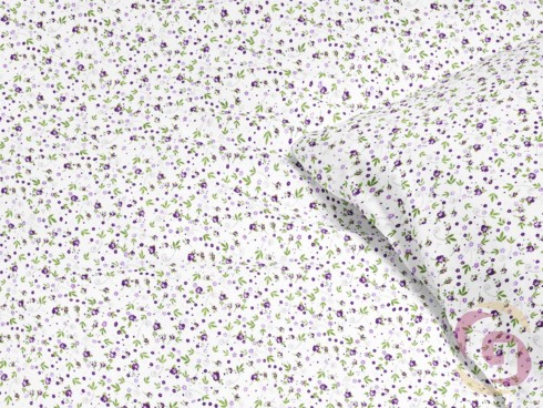 Bavlněné ložní povlečení - vzor 384 fialové růžičky na bílém