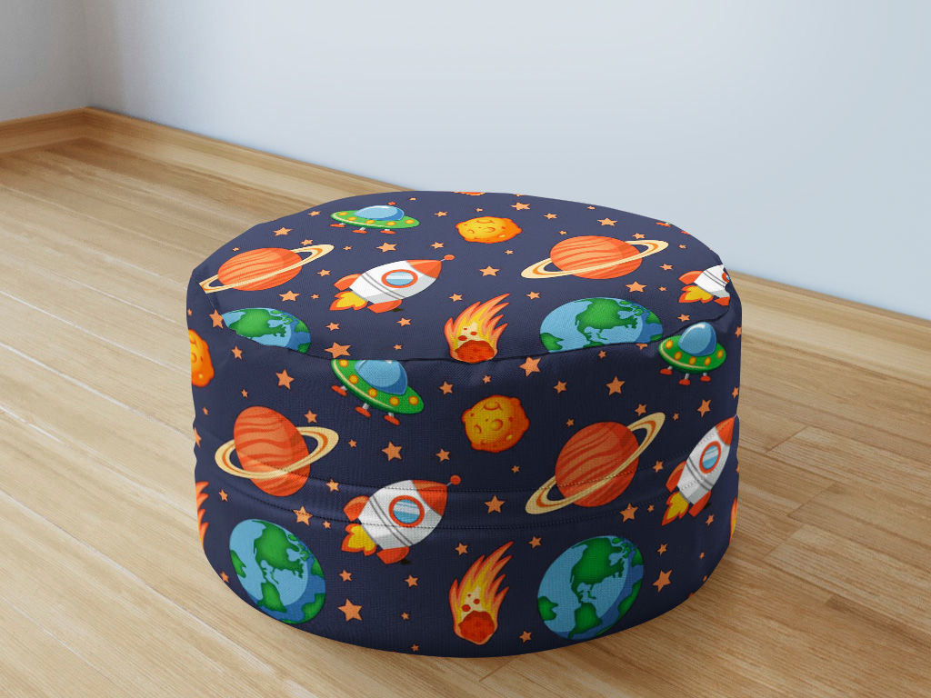 Dětský bavlněný sedací bobek 50x20cm - barevný vesmír