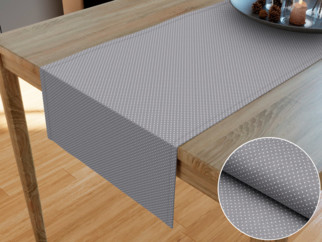 Bavlněný běhoun na stůl - vzor malé puntíky na šedém