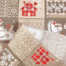 Vánoční dekorační látka LONETA - vzor sněhuláci - šířka 140cm