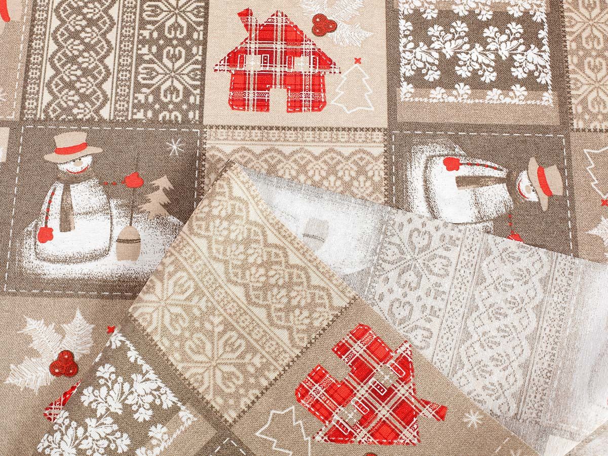 Vánoční dekorační látka Loneta - sněhuláci