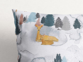 Dekorační povlak na polštář Loneta - malovaní jeleni a srnky
