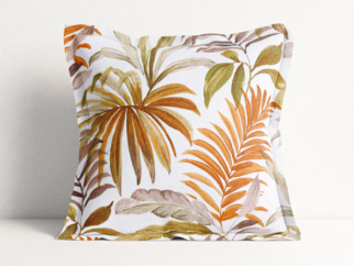 Dekorační povlak na polštář s ozdobným lemem LONETA - barevné palmové listy
