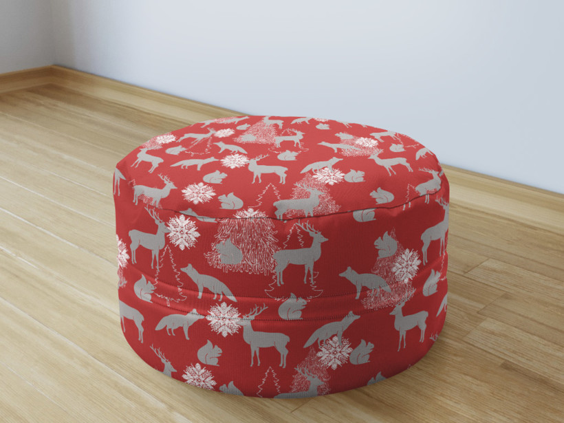 Vánoční sedací bobek 50x20cm - Loneta - vánoční zvířátka na červeném