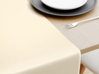 Sváteční saténový běhoun na stůl – vanilkový s leskem