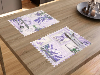 Teflonové prostírání na stůl - patchwork levandulí s motýly - sada 2ks