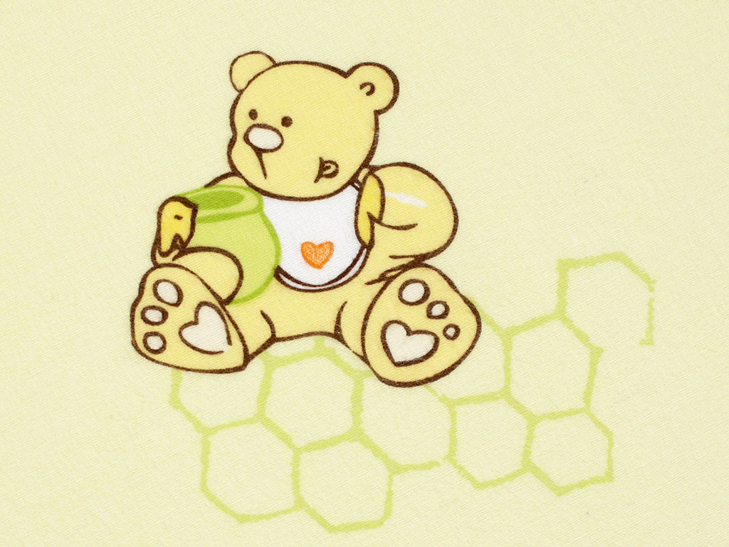 Flanelová látka - medvídci na světle zeleném