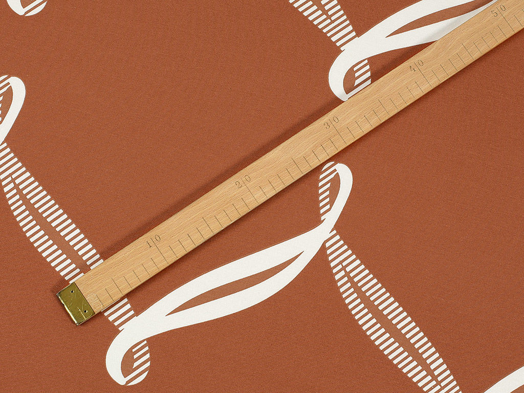 Bavlněné plátno Deluxe - designová lana na skořicovém