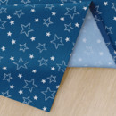 Hranatý ubrus 100% bavlněné plátno - bílé hvězdičky na modrém