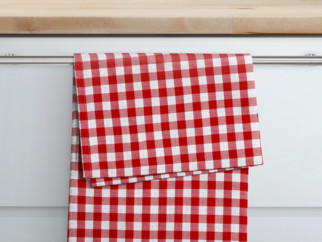 Kuchyňská bavlněná utěrka KANAFAS - vzor 066 malé červeno-bílé kostičky