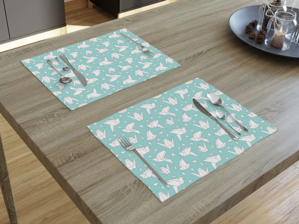 Prostírání na stůl Loneta - origami na tyrkysovém - sada 2ks
