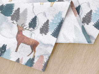 Vánoční prostírání na stůl LONETA - vzor malovaní jeleni a srnky - sada 2ks
