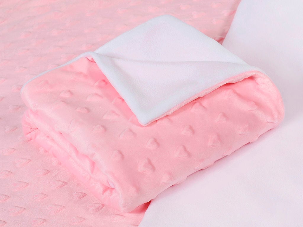 Dětská deka Minky srdíčka - růžová - 75x100 cm