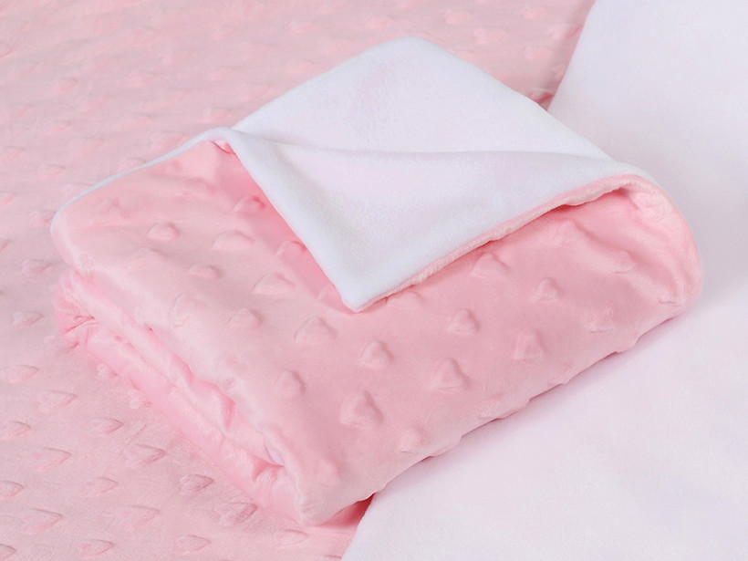 Dětská deka Minky srdíčka - růžová - 75x100 cm