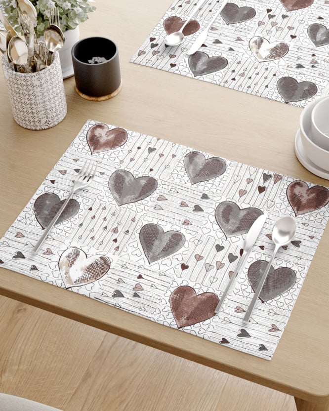 Prostírání na stůl 100% bavlněné plátno - velká srdce - sada 2ks