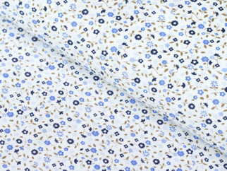 Bavlněné plátno Simona - vzor 895 drobné modré kvítí - metráž š. 150 cm