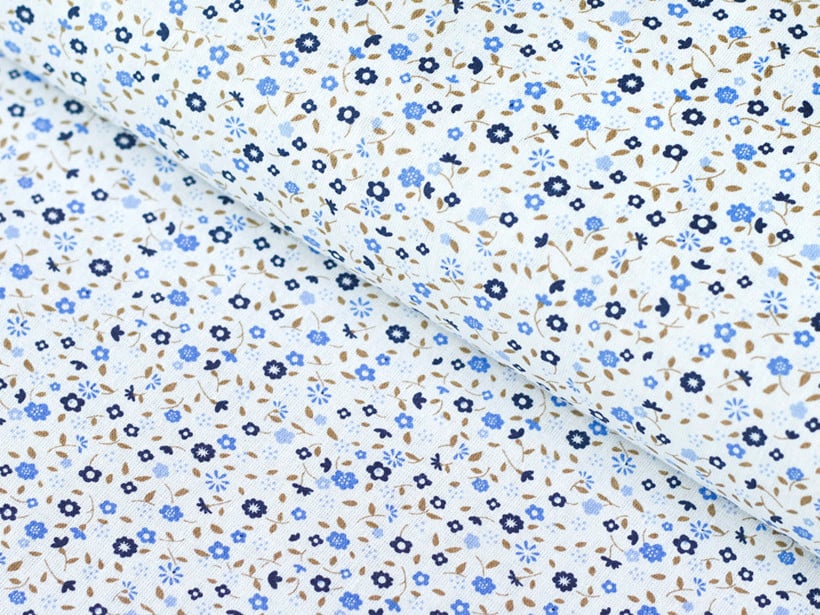 Bavlněné plátno - drobné modré kvítí