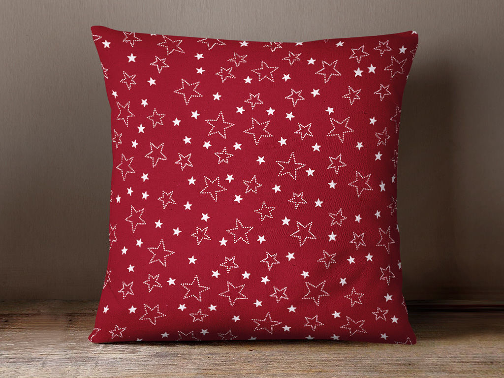 Bavlněný povlak na polštář - bílé hvězdičky na červeném