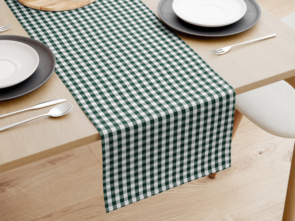 Běhoun na stůl 100% bavlna - malé zeleno-bílé kostičky