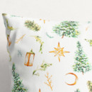 Vánoční bavlněný povlak na polštář - stromečky a zlaté hvězdy