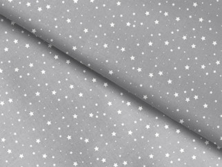 Bavlněné plátno SIMONA - vzor 513 drobné bílé hvězdičky na šedém - metráž š. 160cm