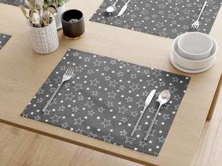 Prostírání na stůl 100% bavlněné plátno - bílé hvězdičky na šedém - sada 2ks