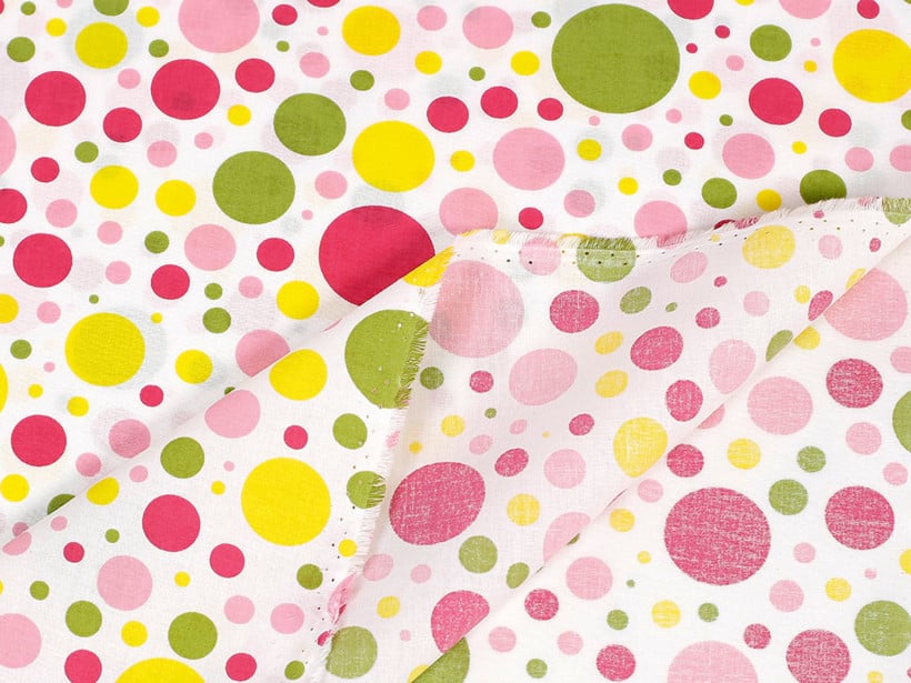 Bavlněné plátno - barevné puntíky a kolečka