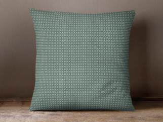 Bavlněný povlak na polštář - vzor geometrické tvary na tmavě zeleném