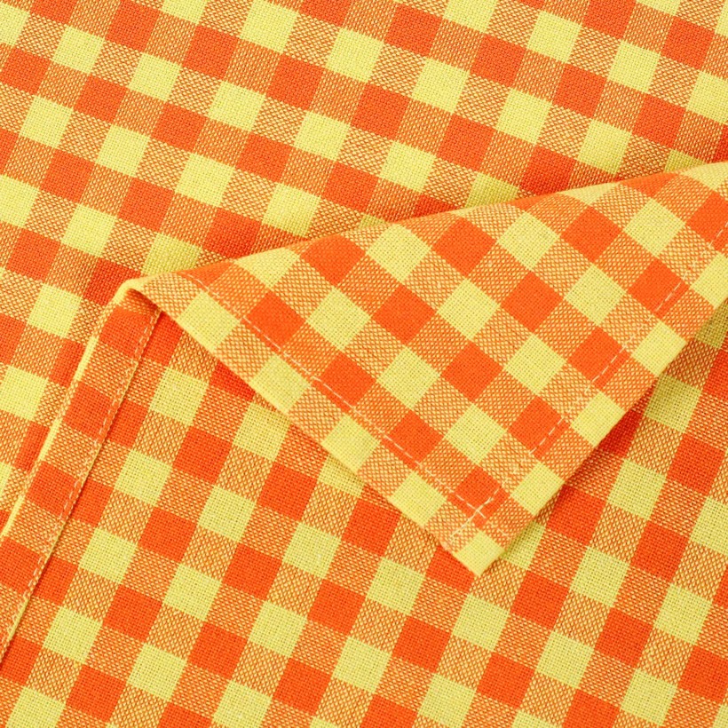 Kuchyňská bavlněná utěrka - malé oranžovo-žluté kostičky