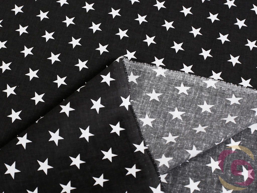 Bavlněné plátno SIMONA - vzor 541 bílé hvězdičky na černém