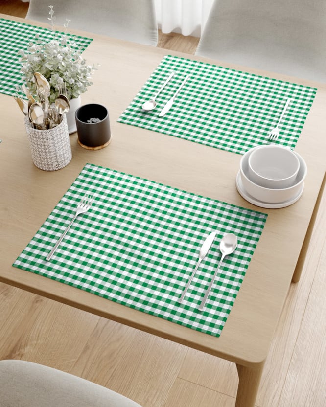 Prostírání na stůl 100% bavlněné plátno - zelené a bílé kostičky - sada 2ks