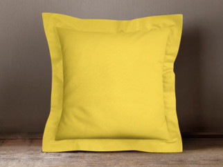 Bavlněný povlak na polštář s ozdobným lemem - žlutý