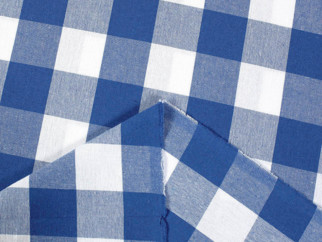 Bavlněný závěs KANAFAS - vzor velké modro-bílé kostky