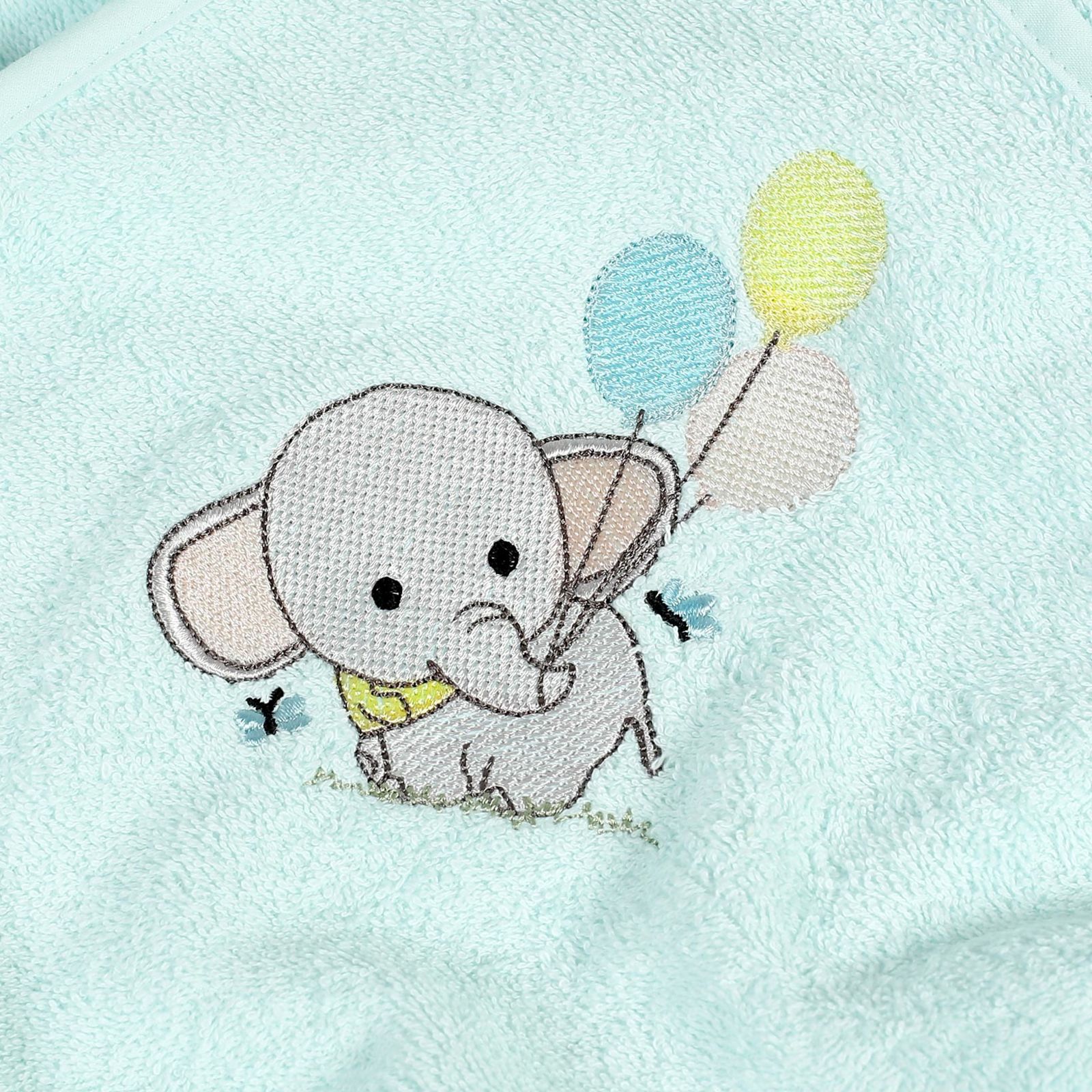 Dětský froté ručník Lili 30x50 cm mintový - sloník s balónkami