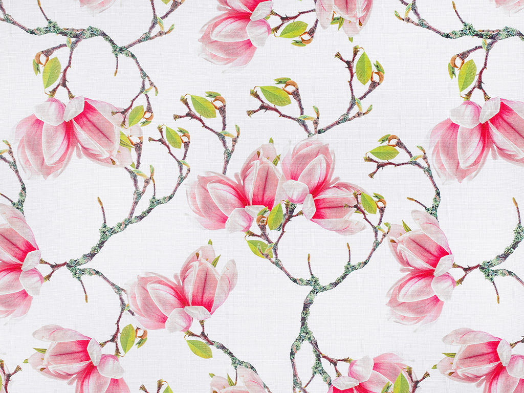Teflonová látka na ubrusy - jarní motiv růžových magnolií