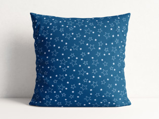 Vánoční bavlněný povlak na polštář - vzor bílé hvězdičky na modrém