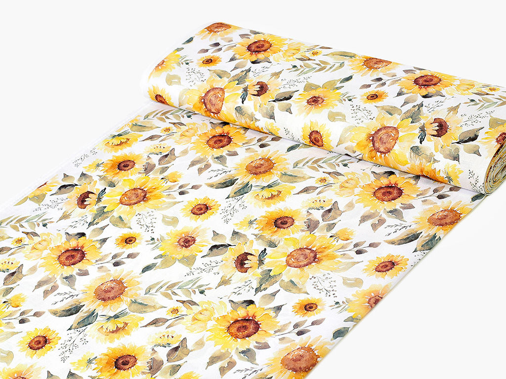 Teflonová látka na ubrusy - květy slunečnice