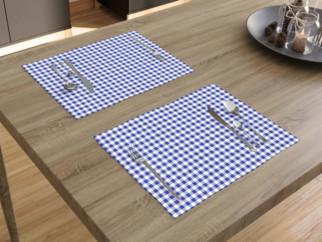 Bavlněné prostírání na stůl - vzor modré a bílé kostičky - sada 2ks